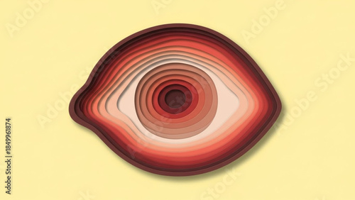 World Sight Day Layered Paper Cut-Out Stylized Eye Illustration on a Soft Yellow Background