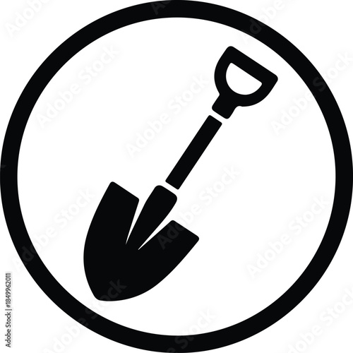 Silhouette D Handle Shovel Digging Tool Icon for Construction Gardening Vector Illustration