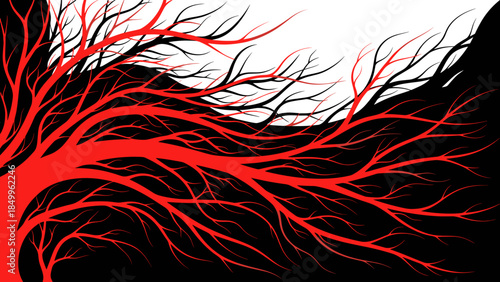 Red Branches and Roots Illustration.