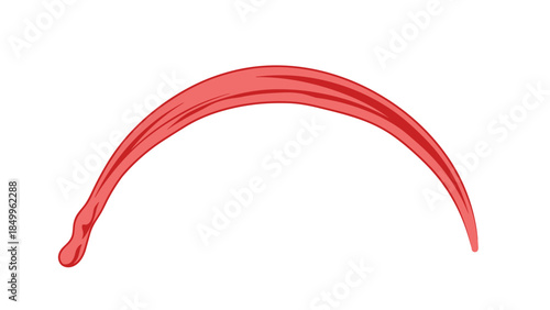 Red Curved Plastic Object Isolated White.