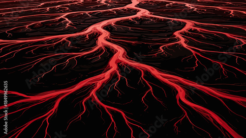 Red Lightning Bolts on Dark Background.