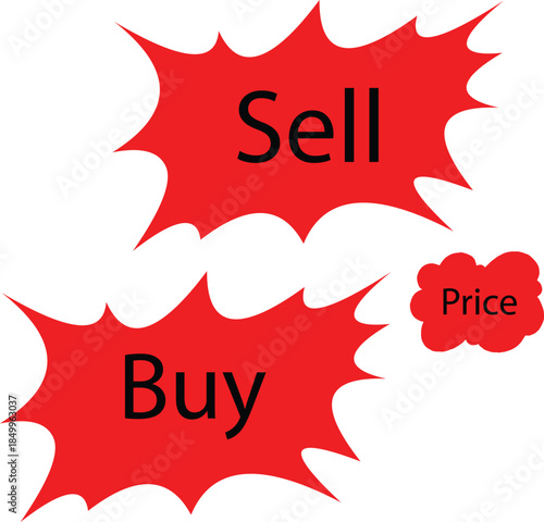 Buy and Sell Price Burst Sale Labels.