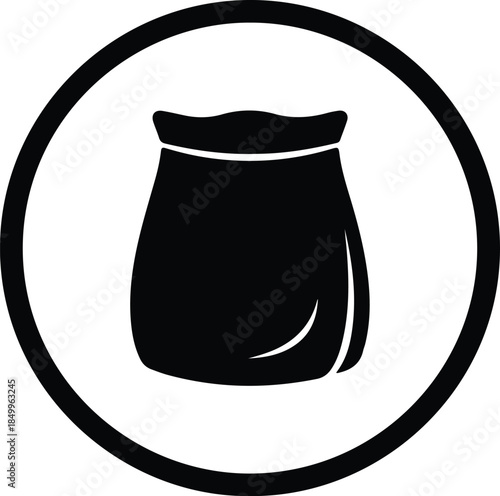 Silhouette of a sack inside a circle Vector Illustration