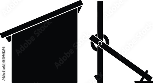 Silhouette of a simple shed and a construction clamp Vector Illustration