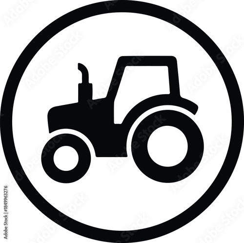 Silhouette of a tractor inside a circle Vector Illustration