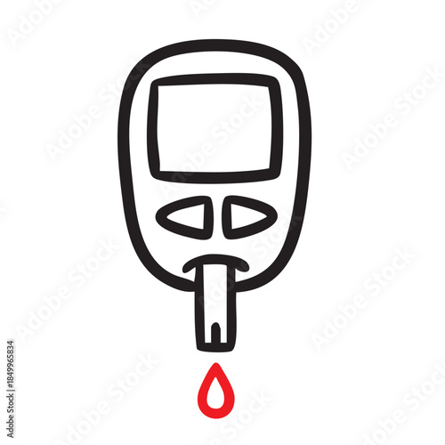 hand drawn icon of Glucose Monitor and Diabetes Healthcare Device