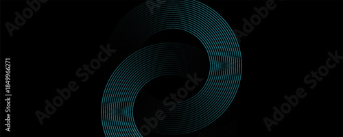 Blue abstract background with circular lines, technology futuristic template. Vector illustration