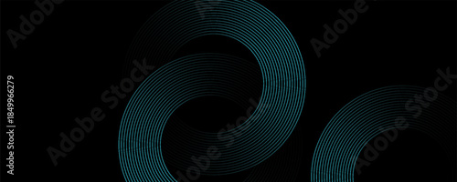 Blue abstract background with circular lines, technology futuristic template. Vector illustration