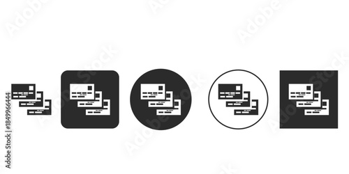 Stacked documents black and white vector icon for UI design | Multi-file report management symbol pictogram | Grayscale data and files modern flat icon representation in four styles