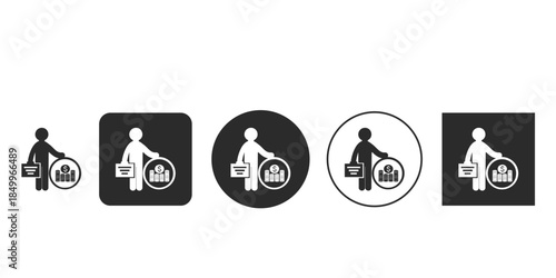 Financial advisor holding briefcase next to stacks of dollar coins icon | Investment and savings business pictogram in black and white | Wealth management services vector illustration