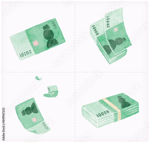 10,000 Won Bill Concept Illustration – Korean Currency and Finance