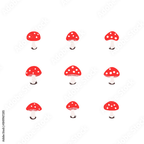 modern element in vector and EPS format clean vector isolated on a white background, An Icon clipart set, An Imaginary 2D flat icon mushrooms set