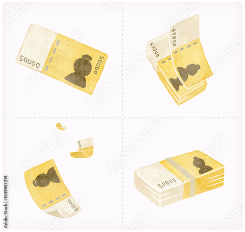 50,000 Won Bill Concept Illustration – Korean Currency and Finance