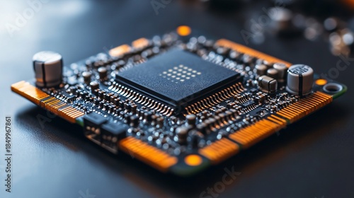 Isolated CPU against a clean white background, conveying a sense of organized chaos. Intricate details and modern design highlight technology's complexity. Great for innovation concepts.