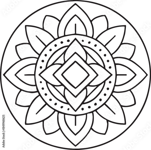 Easy And Bold Line Mandala Coloring Page