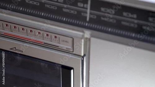Close-Up of a Vintage Radio Cassette Deck and Level Meter; Horizontal; Video