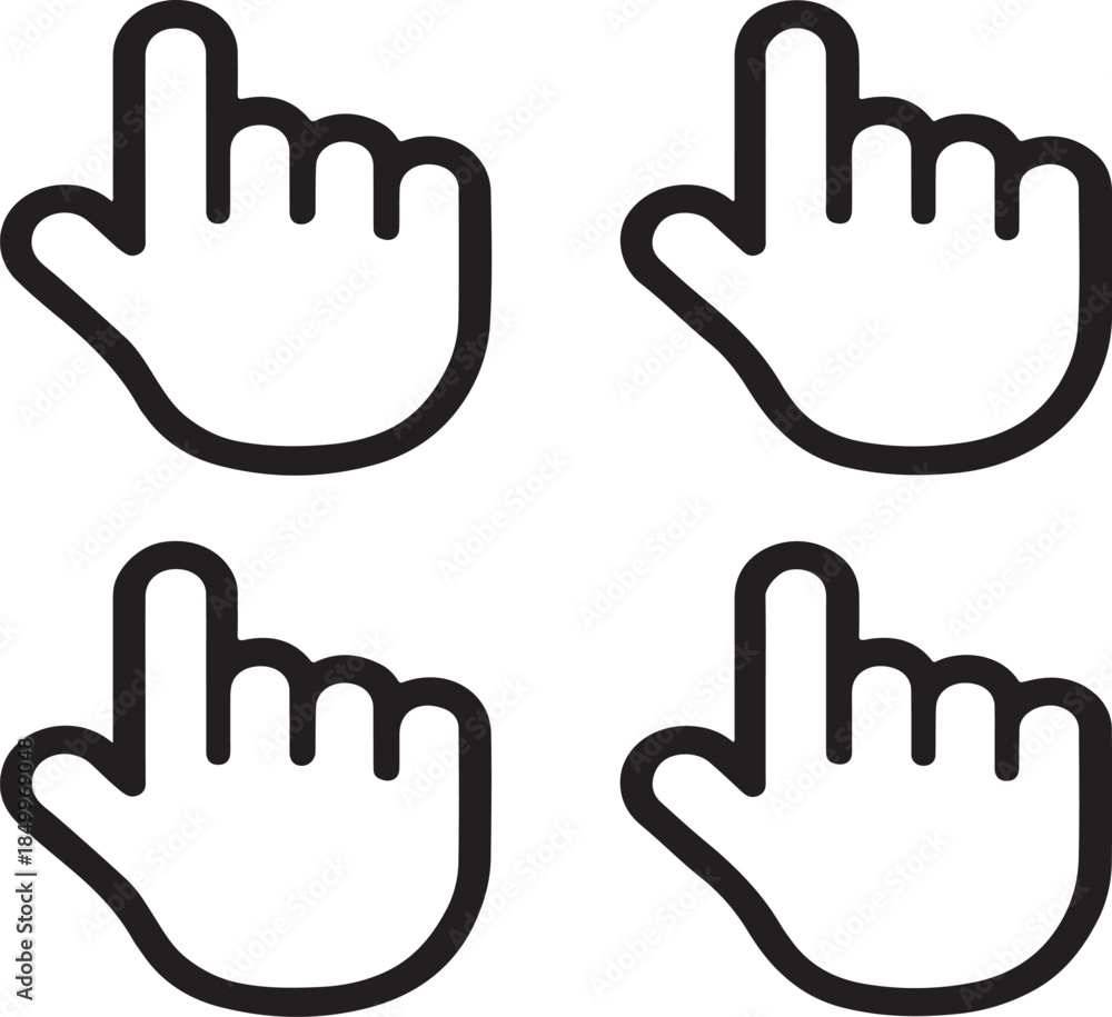 Obraz premium Four pointing hand icons in different orientations