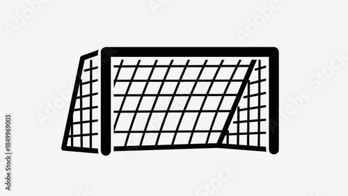 Simple Soccer Goal Outline for Football Game, isolated white background.