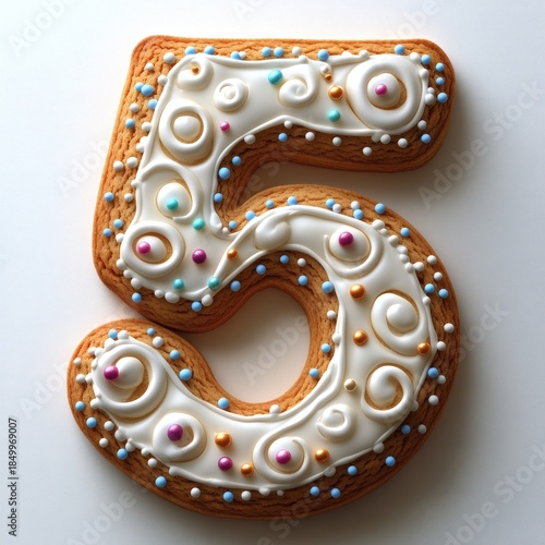 Delicious Decorated Gingerbread Cookie Number Five Sweet Treat