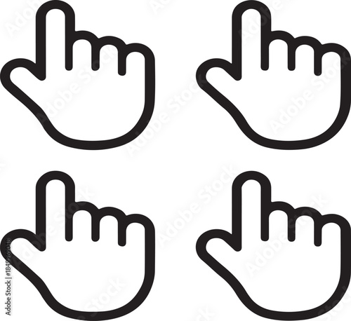 Four pointing hand icons in different orientations