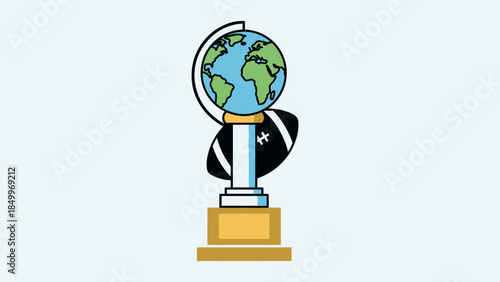 A gold trophy cup featuring a global map sphere represents a business concept of world success and travel education isolated on a terrestrial land background

Would you like me to generate a few alter