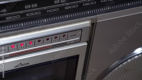 Close-Up of a Vintage Radio Tuner and Level Meter; horizontal; video