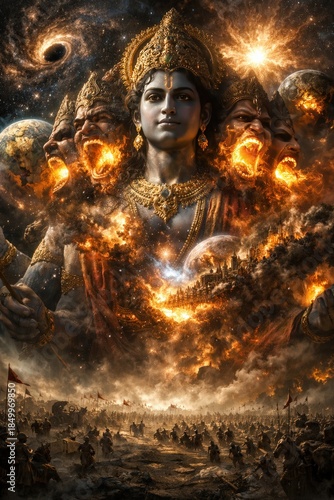 Wallpaper Mural Visvarupa Form of Lord Vishnu in Cosmic Battle Torontodigital.ca