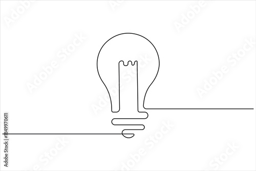 Continuous line art of a light bulb symbolizing an idea, innovation, and creativity.