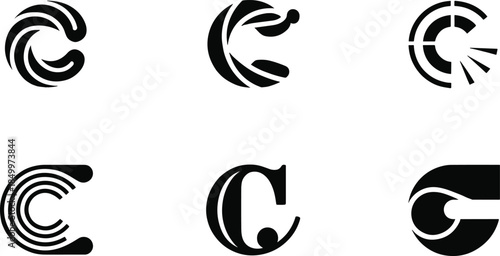 Modern Letter C Monogram Logo Collection - Minimalist Geometric Initial C Typography Vector Symbols