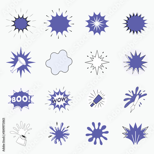 Comic Style Abstract Bursts and Splash Vector Set - Creative Design Elements