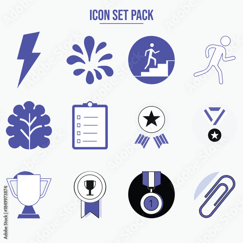 Awards, Trophies, and Achievement Icons - Success & Motivation Goal Tracking