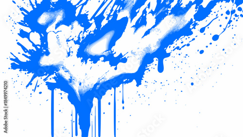Dynamic Blue Ink Splash With Vibrant Paint Splatter on White. Abstract Liquid Explosion for Creativity, Art, Freedom, and Design Projects