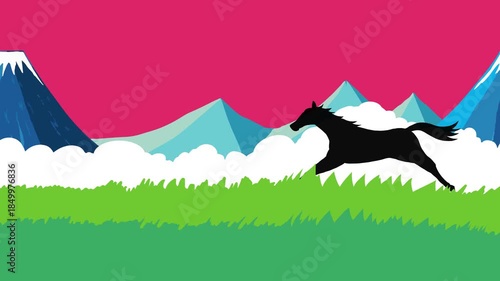 馬, 年賀状, 和風, 和柄, 新年, 動物, クリスマス, うま, ベクター, イラスト, manga