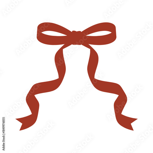 Red ribbon bow on white background gift wrapping decoration festive vector illustration.