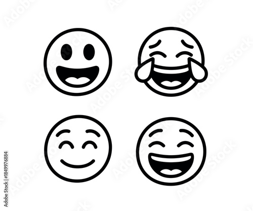 Smiling Emoticon Faces with Various Expressions