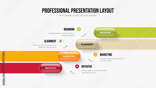 Creative Plan Frame Template Vector Illustration. Visual Strategy 4 Option Infographic Presentation Design. Project Review Four Element Diagram Slide Layout.