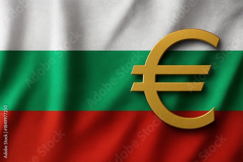 flag of Bulgaria with EUR currency symbol AI generated