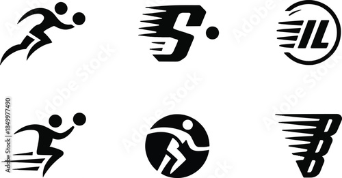 Dynamic Sports and Speed Logo Collection - Minimalist Running and Motion Vector Icons