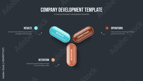 Service Launch Three Element Infographic Slideshow Design. Creative Strategy 3 Option Diagram Presentation Layout. Market Briefing Frame Template Vector Illustration.