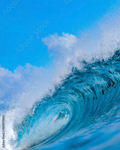 Photography Powerful ocean wave crashing at coastline.Bali.Indonesia