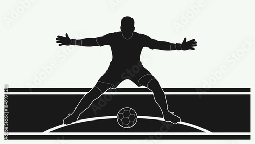 Silhouette of Soccer Goalkeeper Ready to Defend Goal in Bright Studio