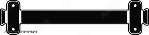Silhouette black banner with white border and attachment points Vector Illustration