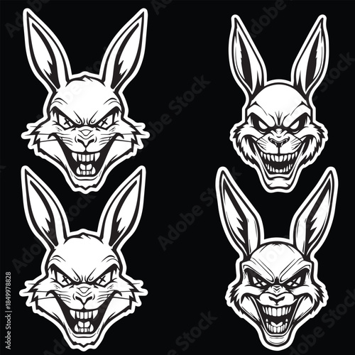 Evil Rabbit Face Designed As a Sticker