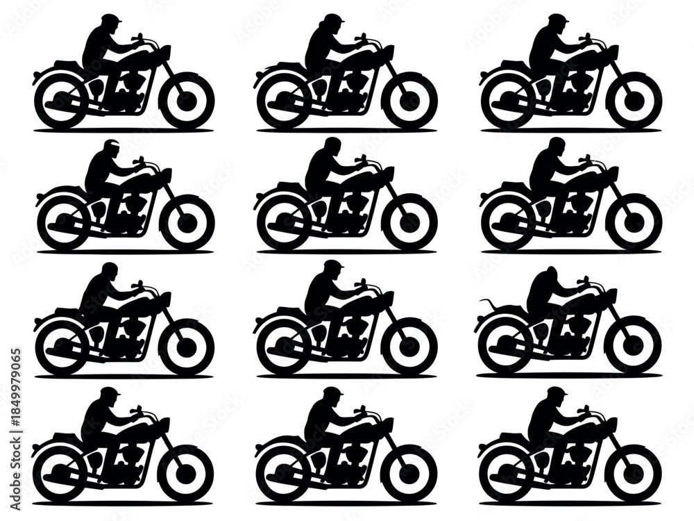 Obraz premium Silhouette of Motorcyclist Riding Motorcycle