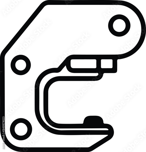 Silhouette of mechanical clamp or gripper Vector Illustration