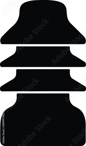 Silhouette of stacked insulators on white background Vector Illustration