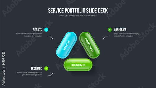 Product Campaign 3 Element Diagram Frame Layout. Consulting Introduction Three Option Infographic Slideshow Template. Visual Development Presentation Design Vector Illustration.