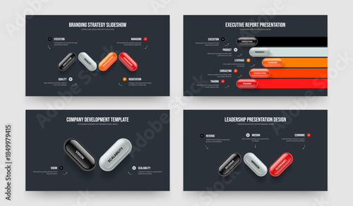 Business Insight 4 5 2 3 Step Infographic Frame Design Bundle. Digital Innovation Four Five Two Three Element Diagram Slideshow Layout Vector Illustration Set.