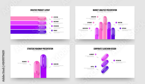 Corporate Forecast 4 5 2 3 Option Diagram Presentation Layout Bundle. Service Proposal Four Five Two Three Element Infographic Frame Design Vector Illustration Collection.
