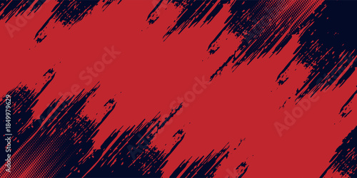 Red halftone dots blue color pattern gradient grunge texture background. Dot pop art comic sport style halftone